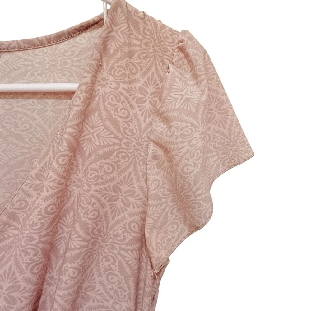 Women's Ruffled Babydoll Pajama Set Country Cottagecore Pink/Mauve  S